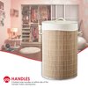 Home Basics Home Basics Round Bamboo Hamper, Grey ZOR96096